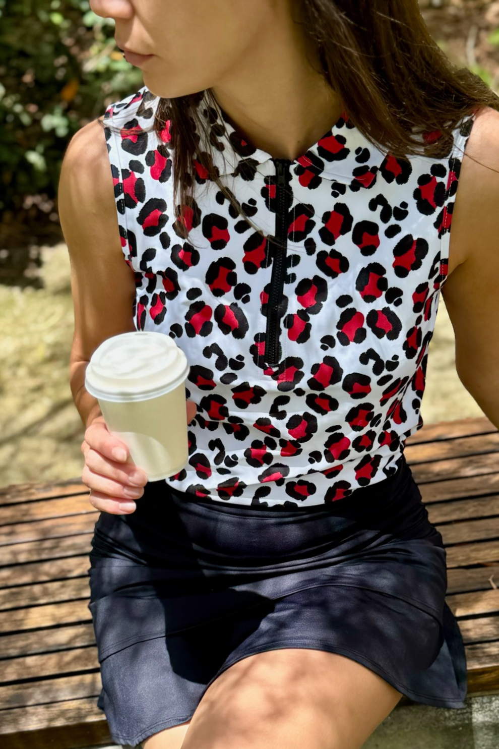 Sleeveless Polo - Ruby Leopard