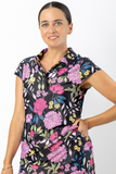 Cap Sleeve Polo - Hot Pink Bloom