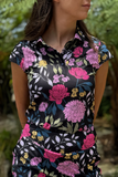 Cap Sleeve Polo - Hot Pink Bloom